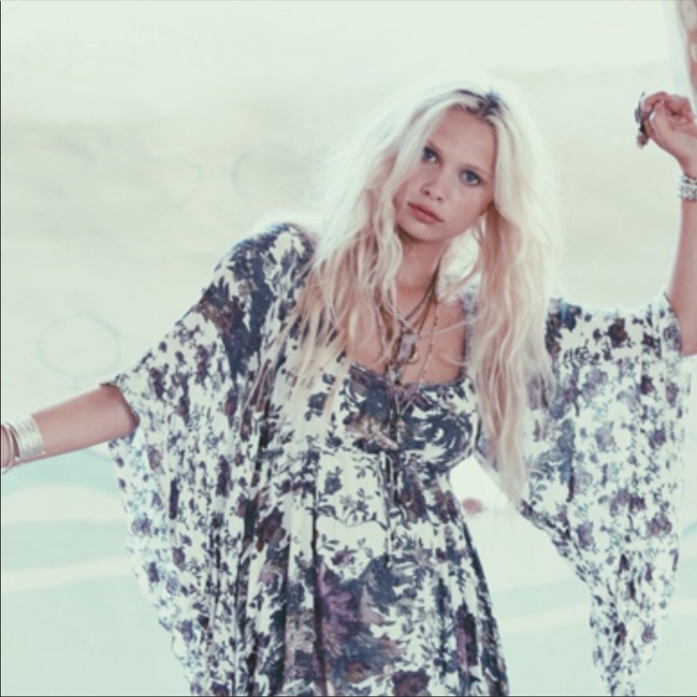 Free People Heart of Gold Watercolor Floral Dress